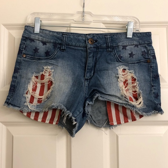 Forever 21 Pants - Forever 21 Denim American Flag Shorts 4th of July